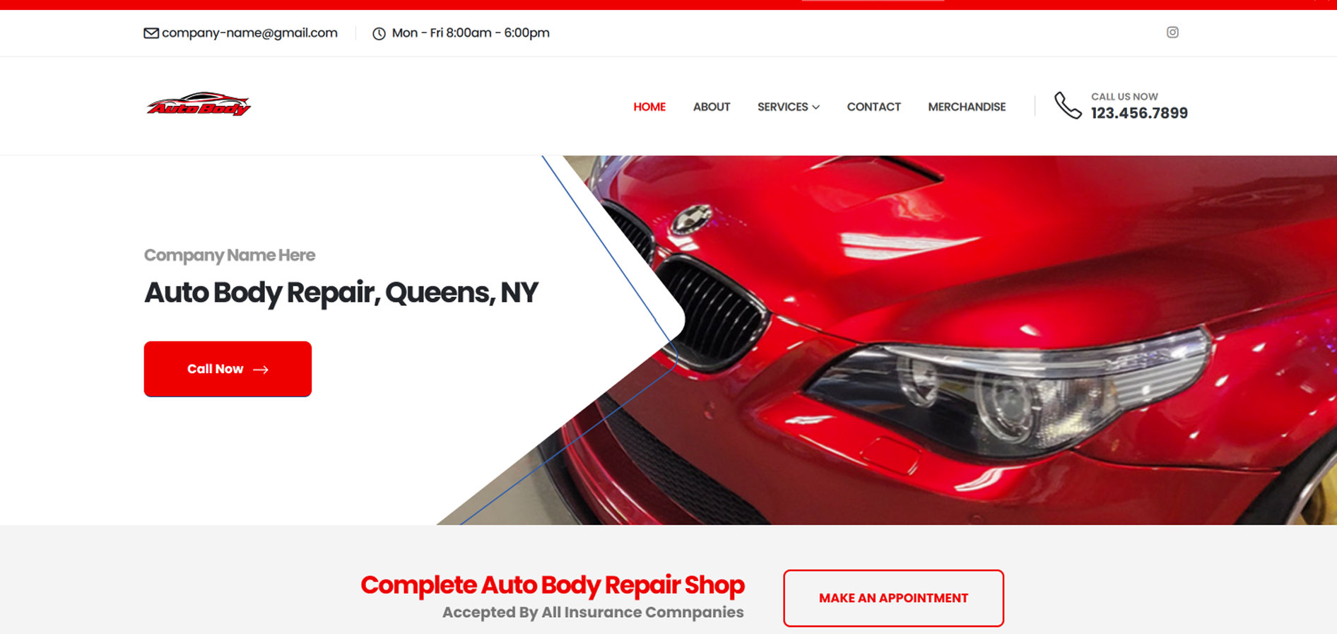 Auto Body Repair Shop Multi-Page Website | Dr. Riese