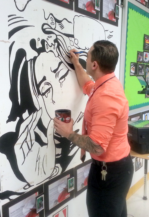 Roy Lichtenstein Classroom Painting of Drowning Girl from 1963 - Mr. Riese Roy Lichtenstein Classroom Painting image
